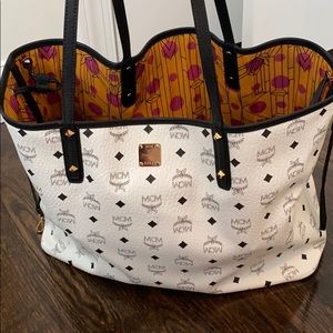 MCM White and Black tote